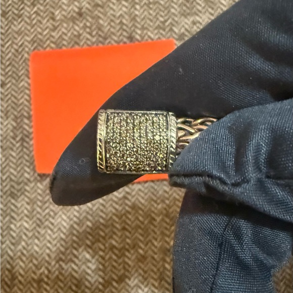 John Hardy Bronze and Silver Woven Bracelet with Brown Diamonds - Picture 4 of 6